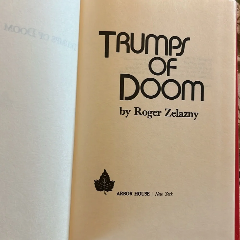 Trumps of Doom by Roger Zelazny 1985, Arbor House hardcover dust jacket Vintage